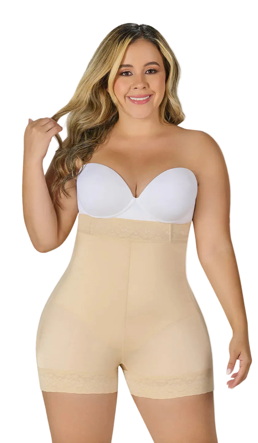 Extra short shorts, extra high waist, with abdominal reinforcement SXA0216 by Fajas M&amp;D®