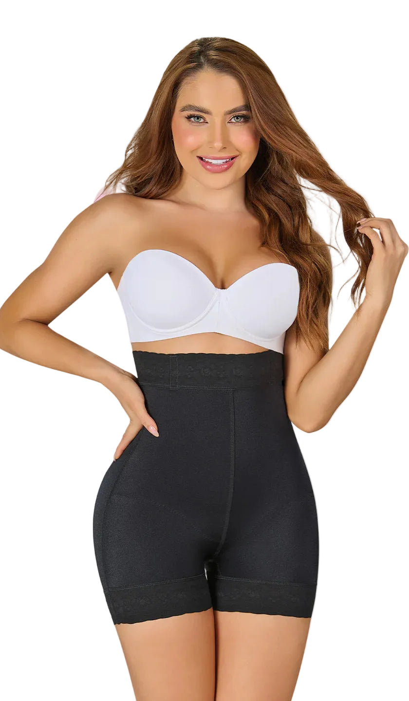 Extra short shorts, extra high waist, with abdominal reinforcement SXA0216 by Fajas M&amp;D®